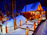 winter hut wallpaper